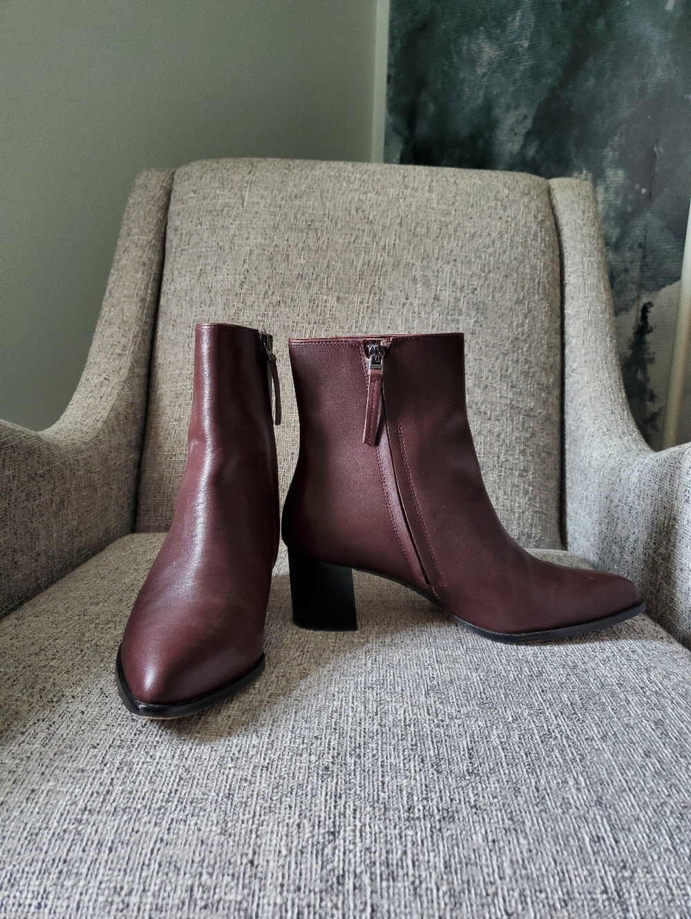 Quince Italian Leather Heeled Ankle Boot, Deep Oxblood (8)
